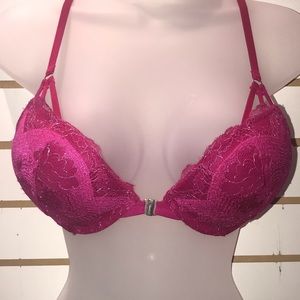 Victoria Secret Plunge Push-up Bra Hot Pink 32 C